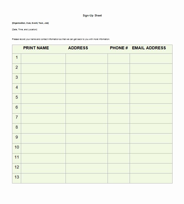 40 Sign Up Sheet Sign In Sheet Templates Word &amp; Excel