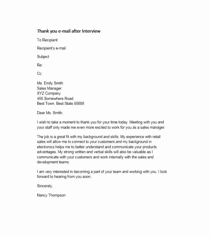 40 Thank You Email after Interview Templates Template Lab