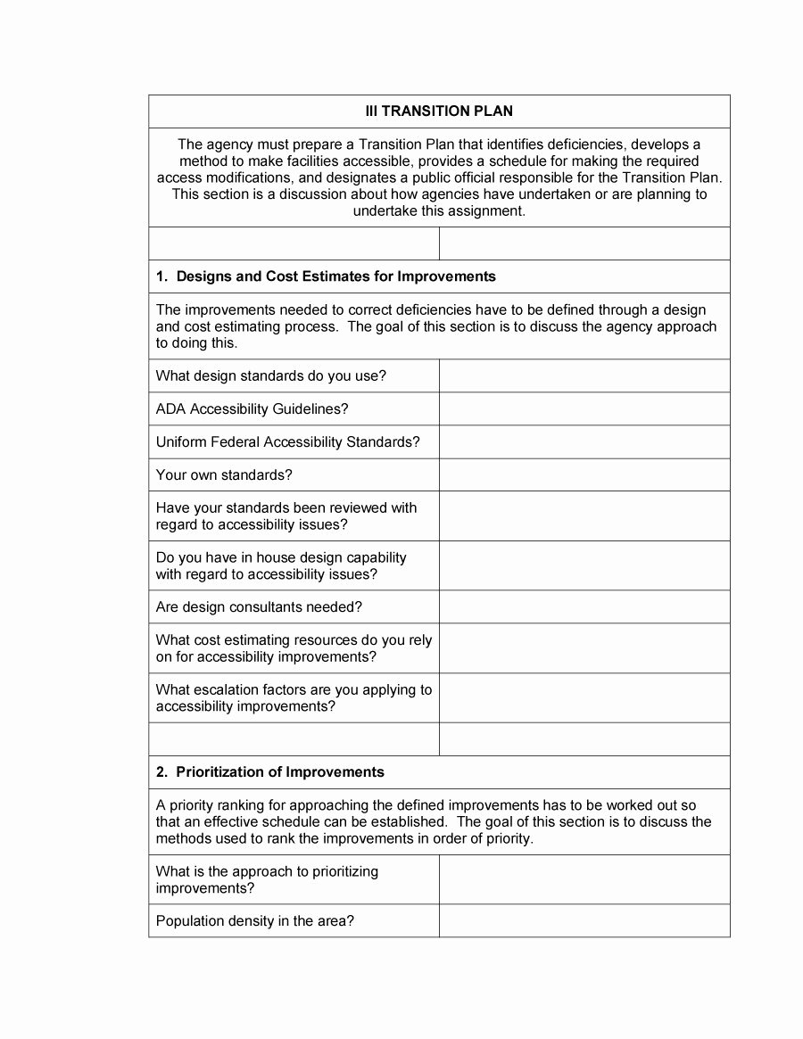 transition plan templates