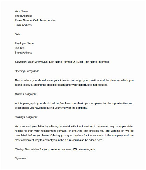 two weeks notice letter templates