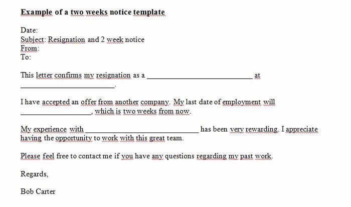 40 Two Weeks Notice Letters &amp; Resignation Letter Templates