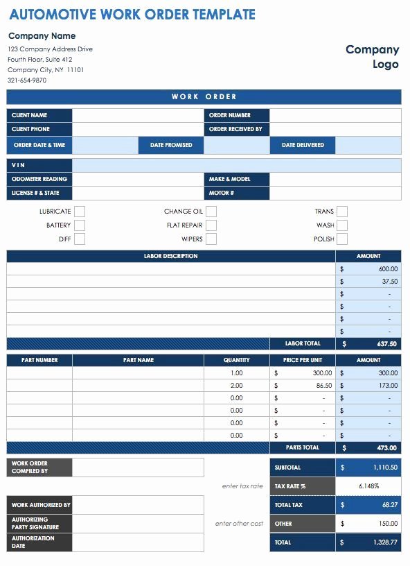 40 Work order Template Free Download [word Excel Pdf]