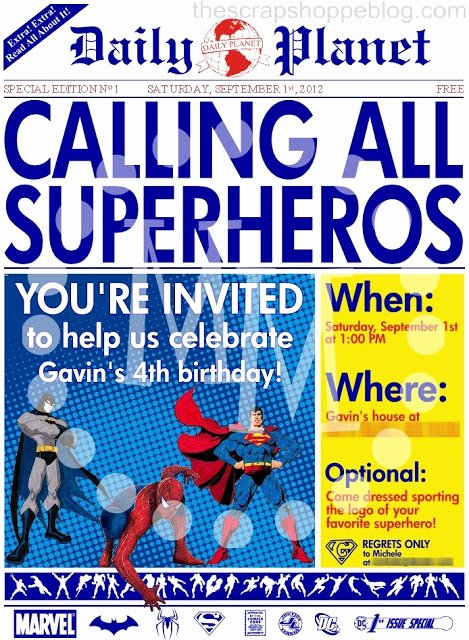 birthday invitation template superhero