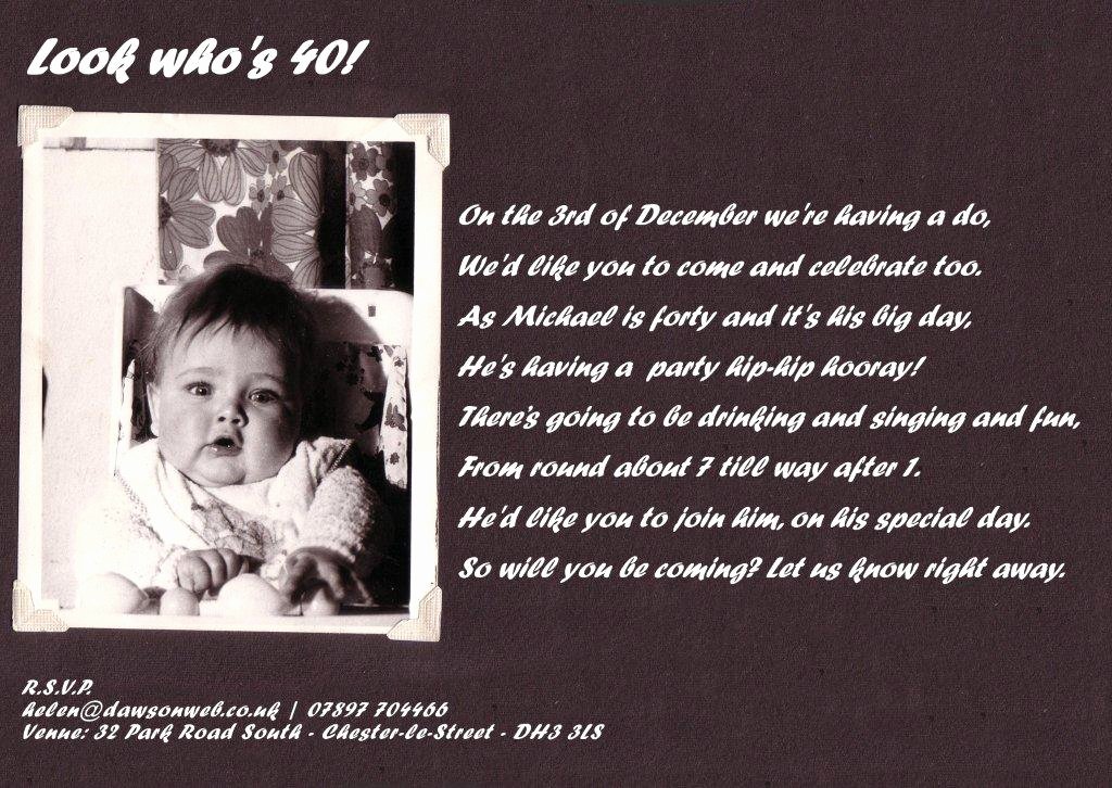 40th birthday party invitation wording