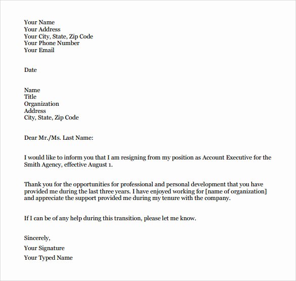 41 formal Resignation Letters to Download for Free