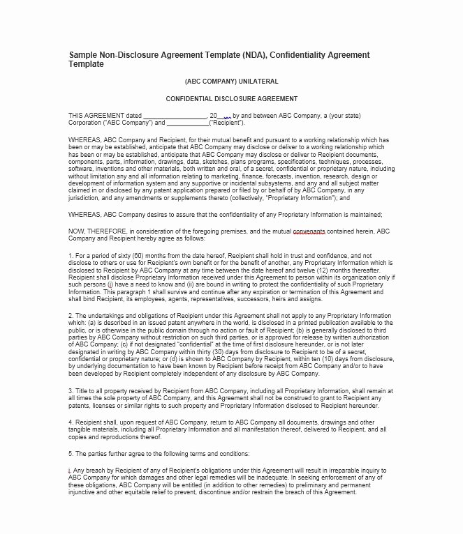 41 Free Non Disclosure Agreement Templates Samples