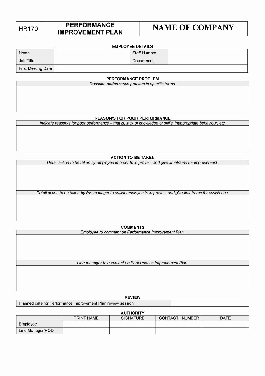 Sales Performance Improvement Plan Template