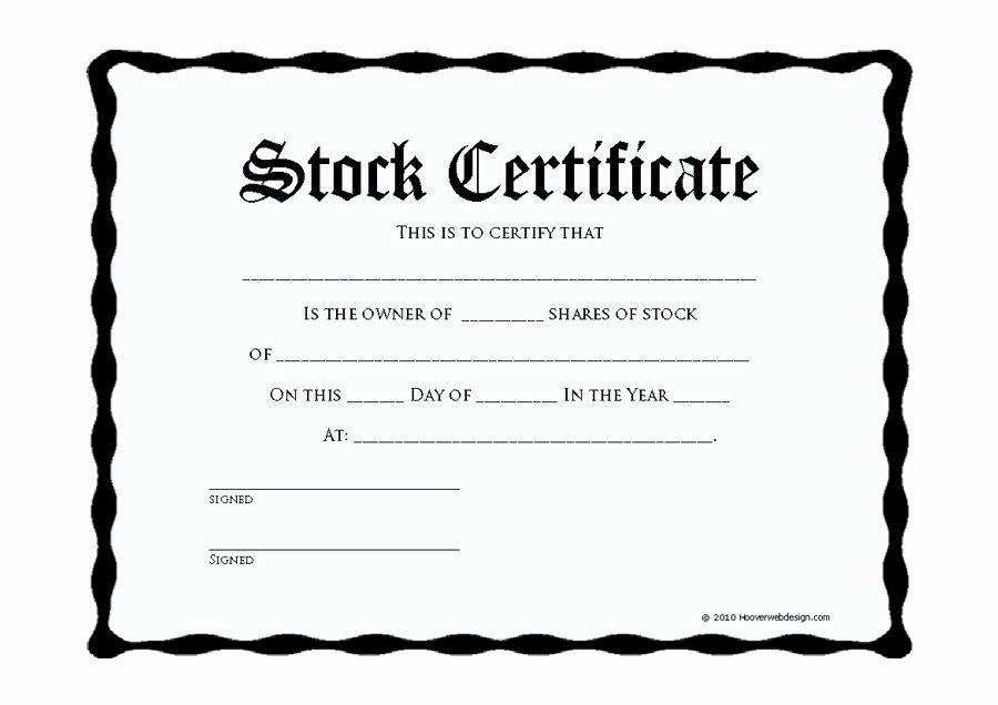 stock certificate templates