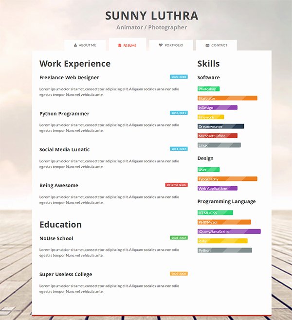 41 HTML5 Resume Templates Free Samples Examples format