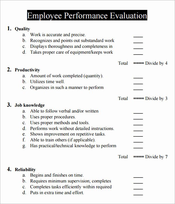 41 Sample Employee Evaluation forms to Download