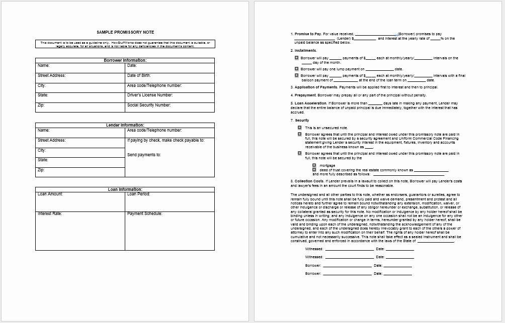 43 Free Promissory Note Samples &amp; Templates Ms Word and