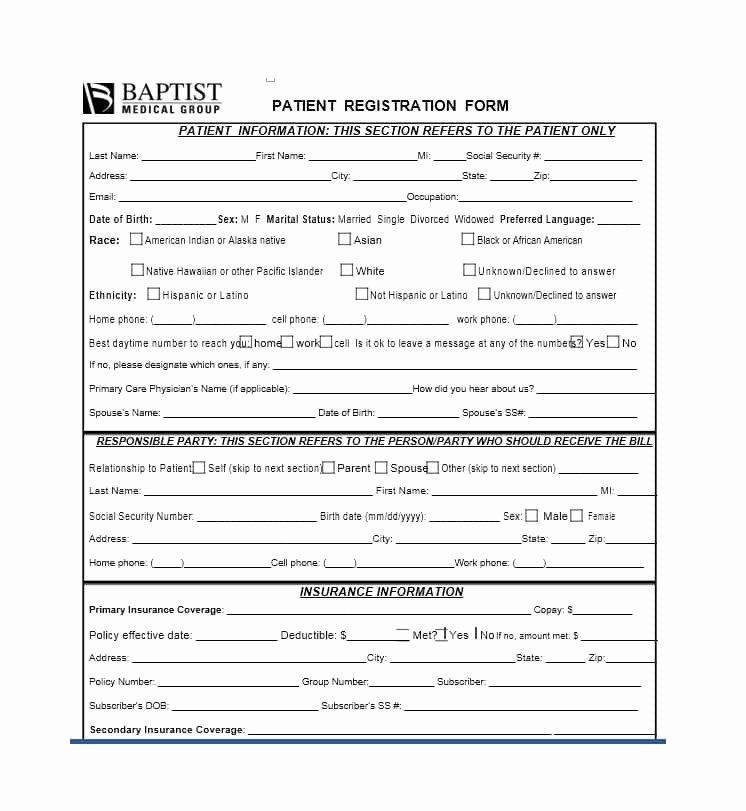 44 New Patient Registration form Templates Printable