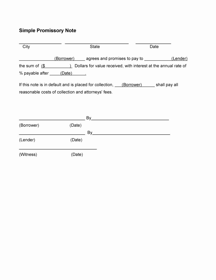 promissory note template