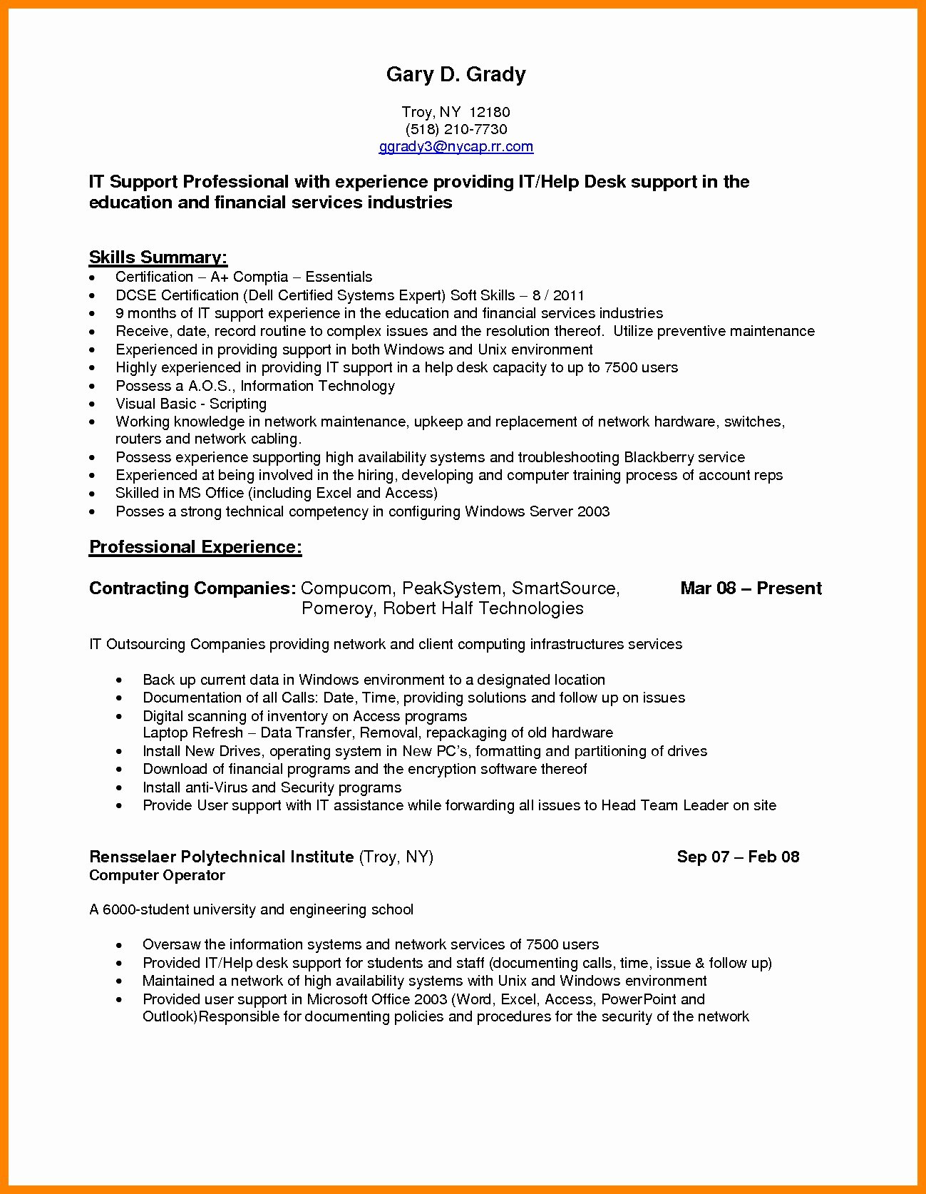 Advanced Excel Skills Resume – Letter Example Template