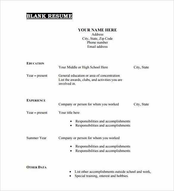 blank resume templates