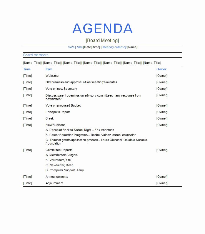 46 Effective Meeting Agenda Templates Template Lab