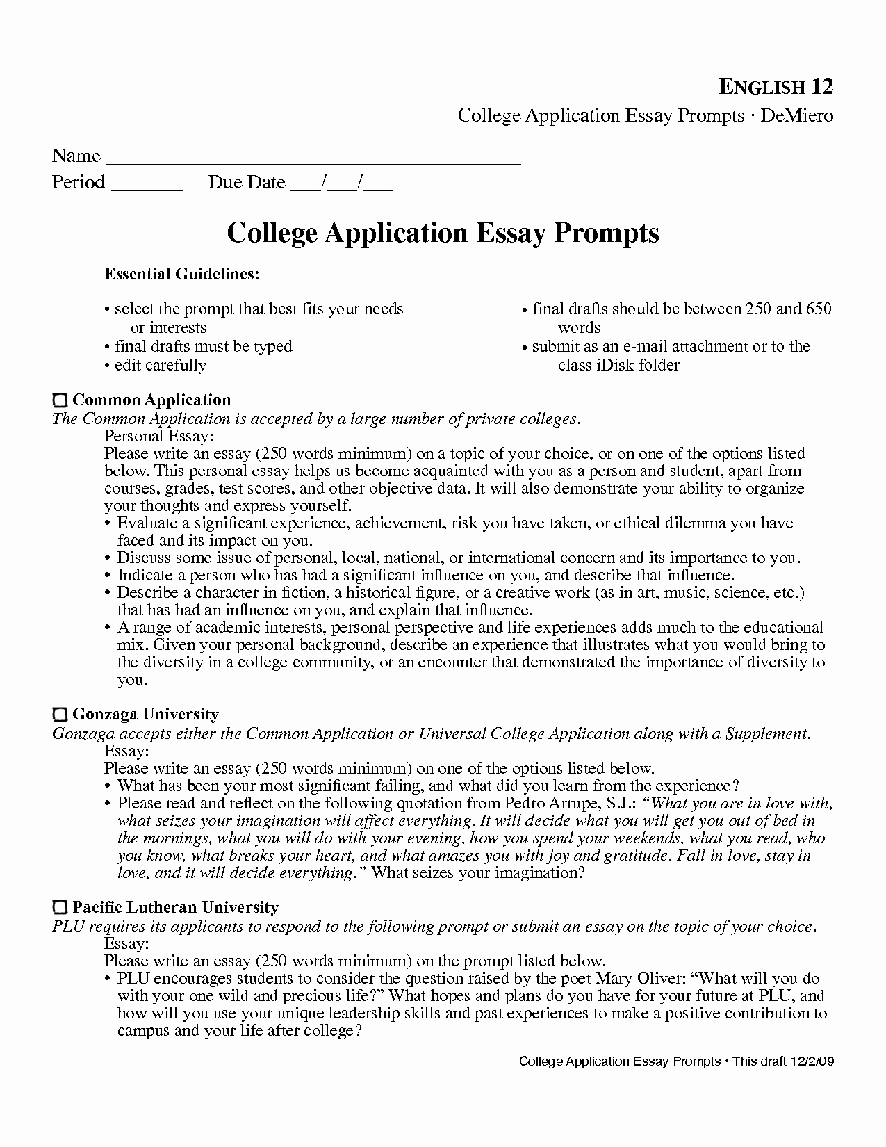 46 Examples College Essay Prompts Using Quotes In