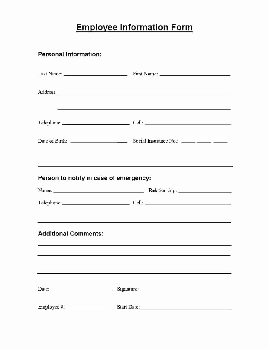 47 Printable Employee Information forms Personnel