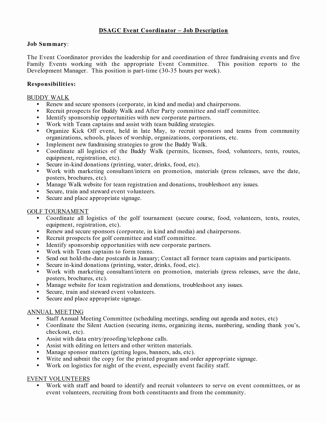 49 Great event Coordinator Job Description Resume Ri