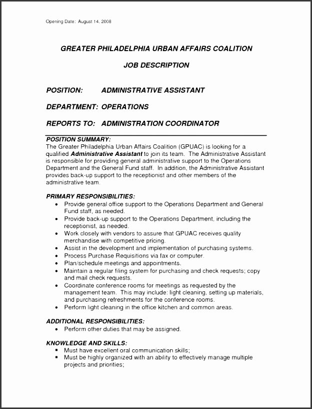 5 Administrative Job Description Template