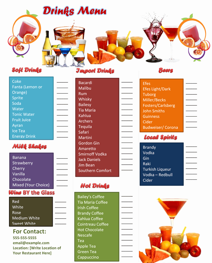 5 attractive Drink Menu Templates for Your Bar Business