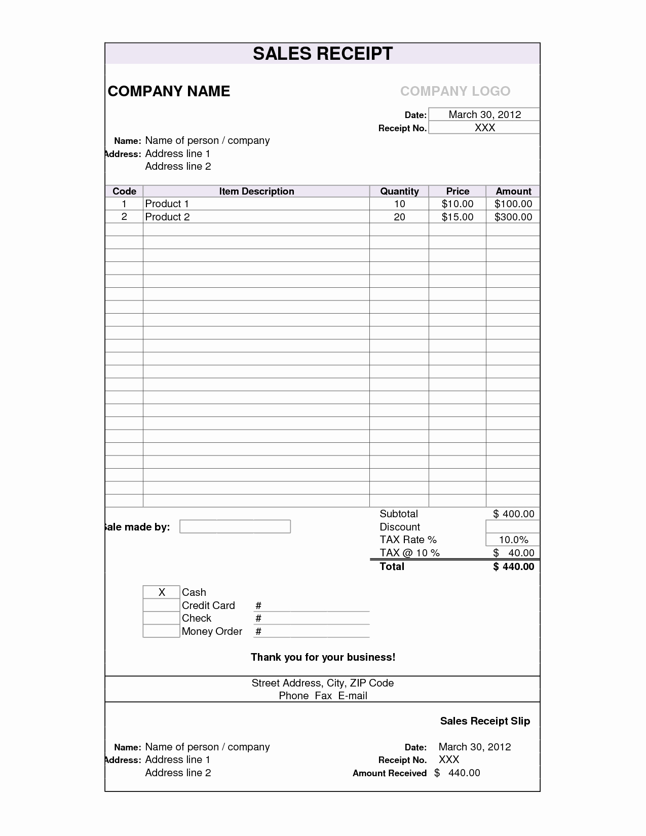 5 Best Of Credit Card Sales Receipt forms Templates