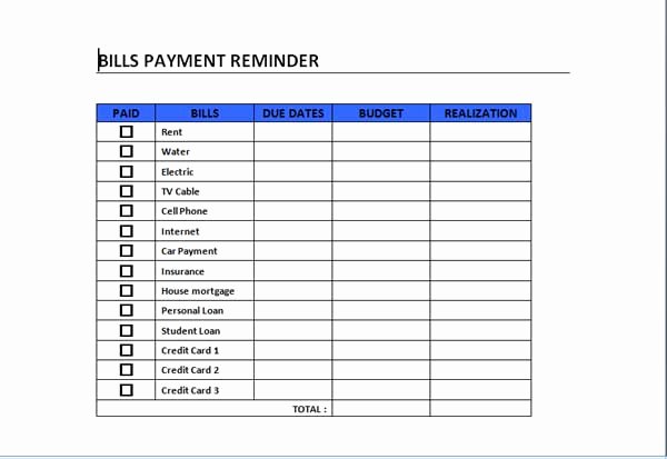 5 Best Of Free Printable Bill Payment Template