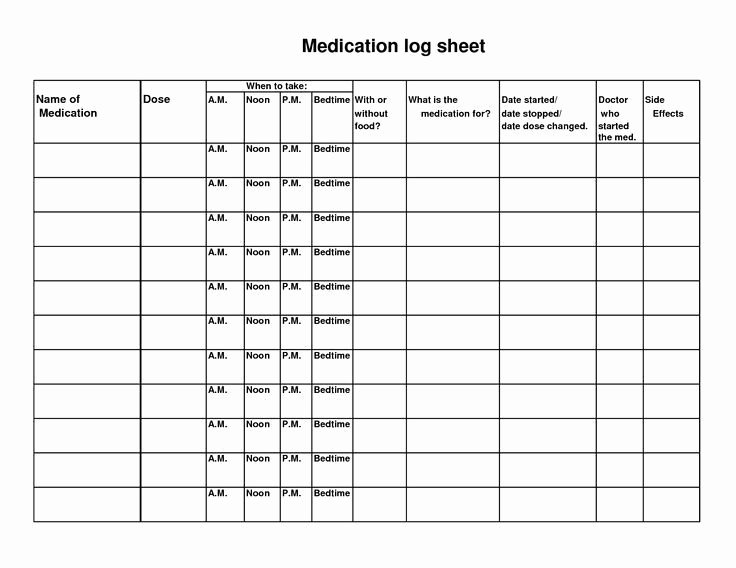 5 Best Of Free Printable Medication Log Sheets