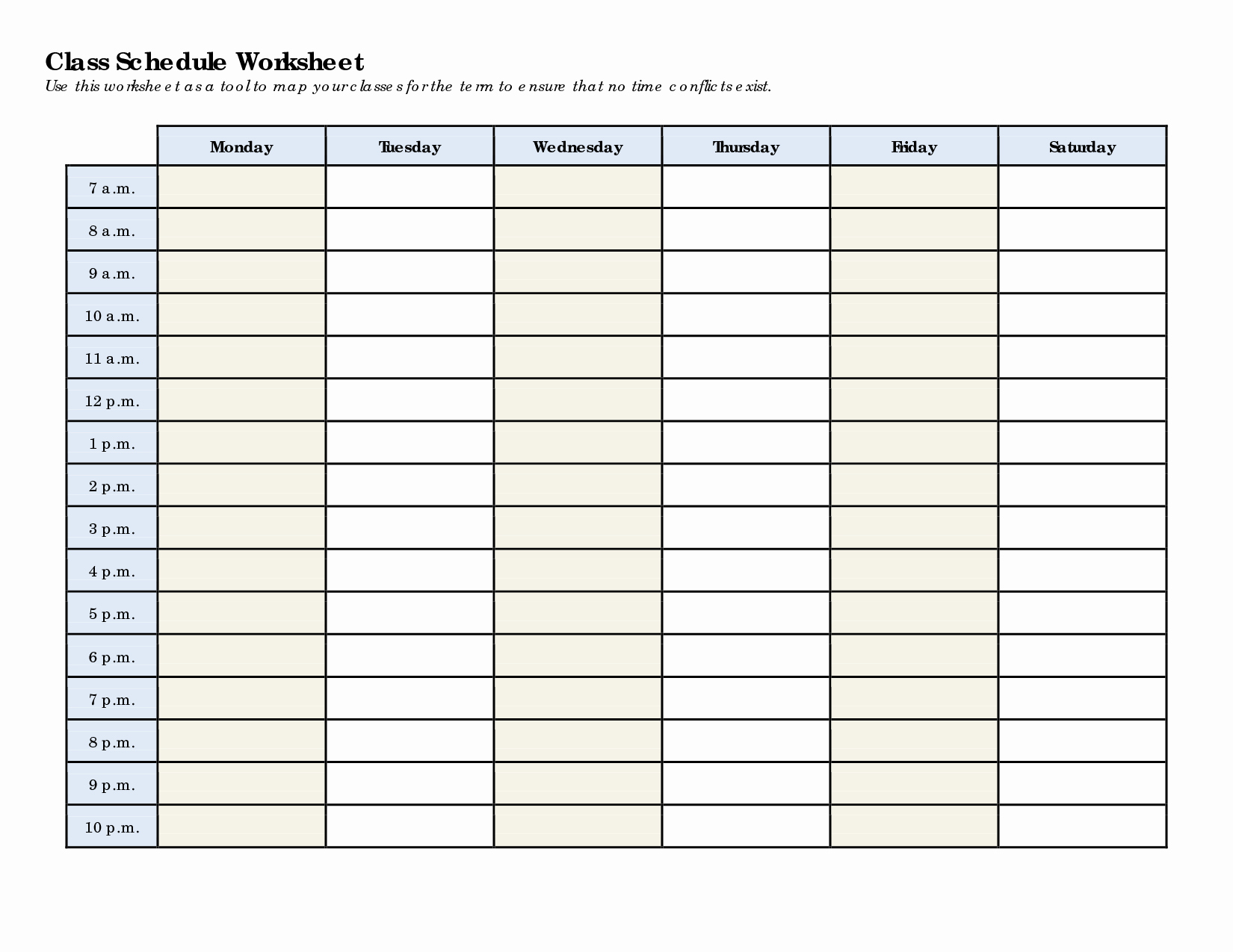 5 Best Of Printable Blank Class Schedule Weekly