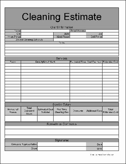 5 Best Of Printable Cleaning Estimate Templates