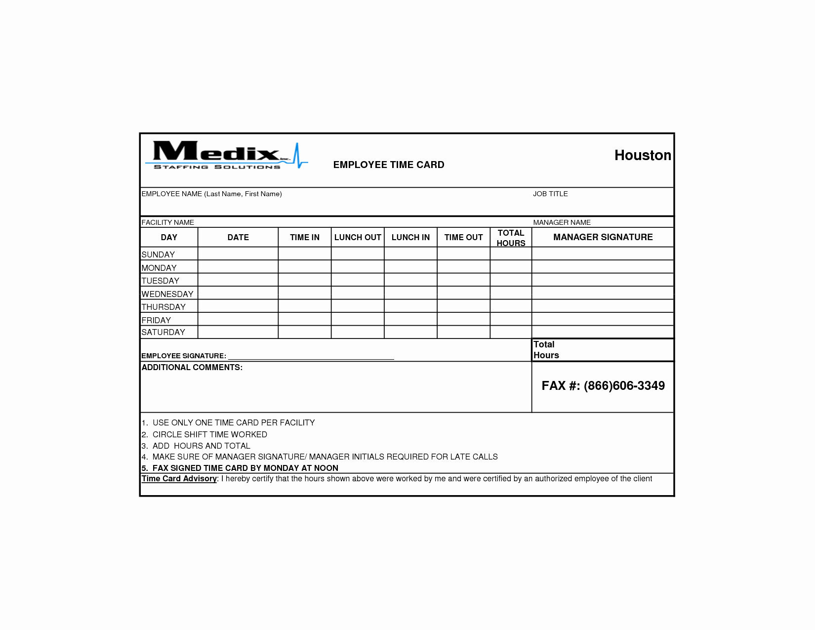 post printable employee time card template