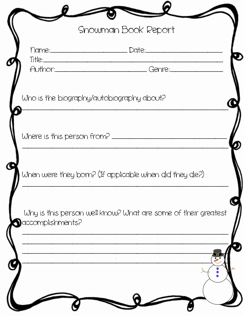 5 Best Of Snowman Printable Book Report Template