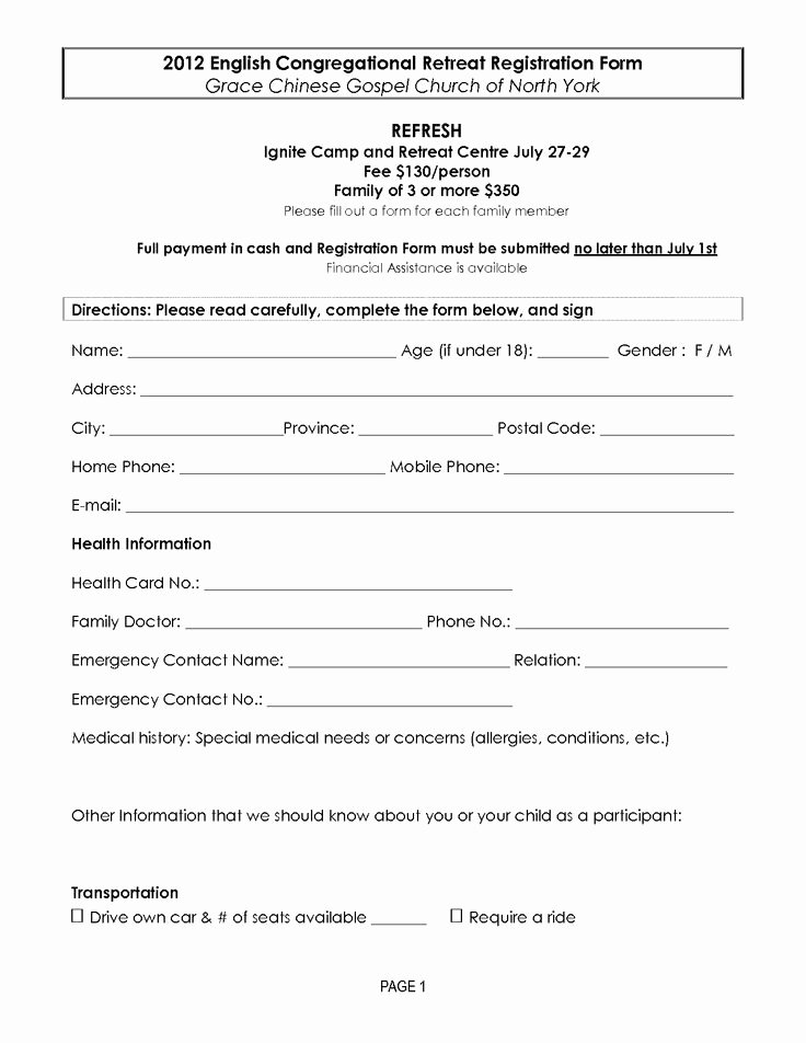 5 Best S Of Youth Retreat Registration form Template