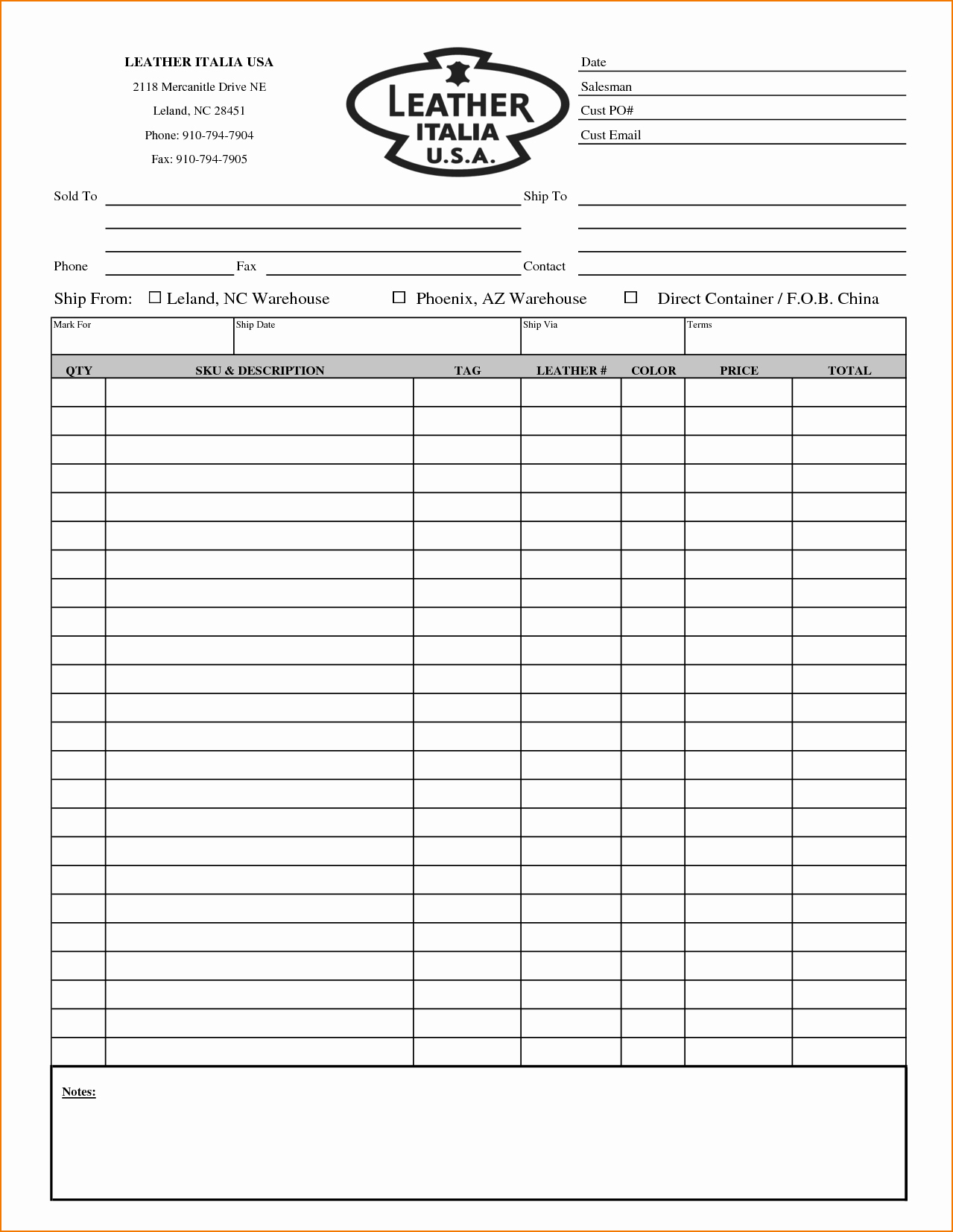 5 Blank order form Template