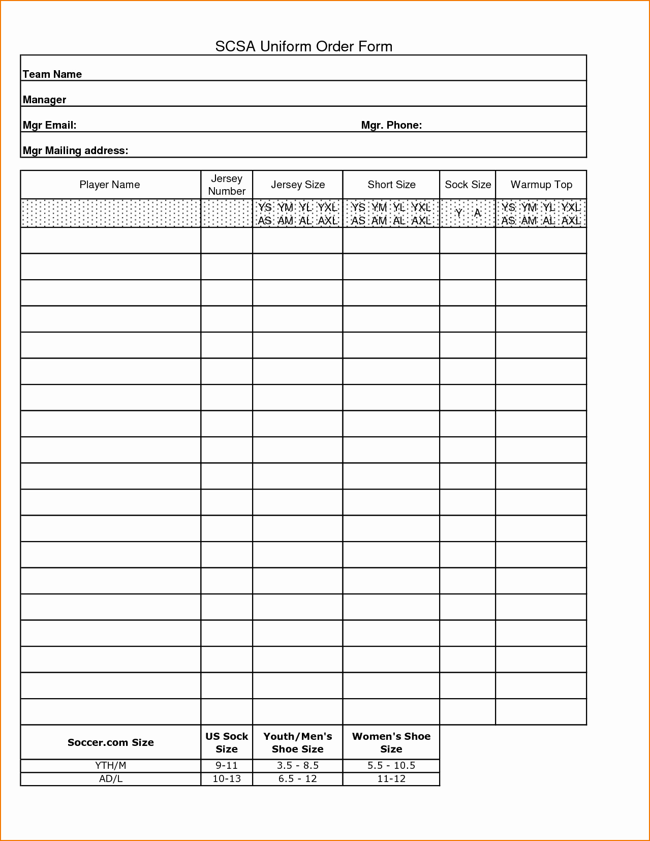 5 Blank order form Template