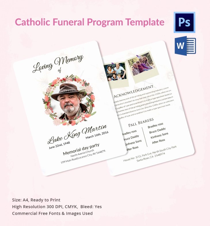 5 Catholic Funeral Template – Free Word Pdf Psd