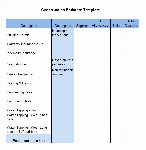 5 Construction Estimate Templates Pdf Doc Excel