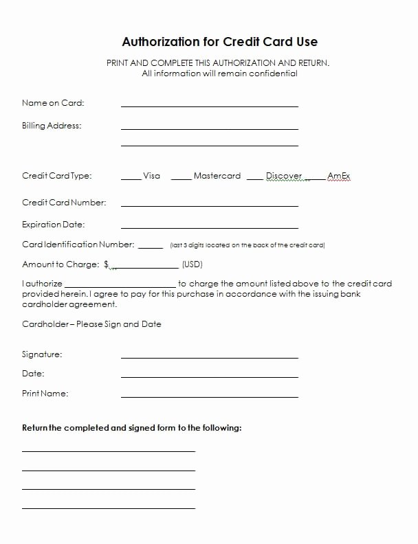 5 Credit Card Authorization form Templates formats