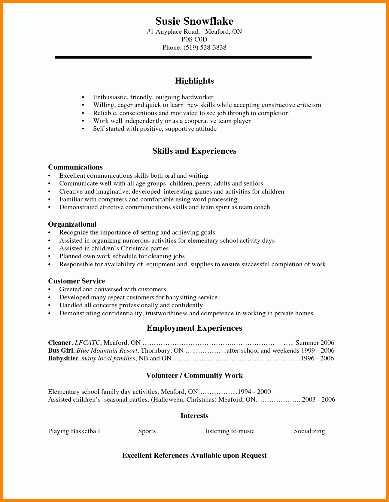 5 Cv Template for High School Students