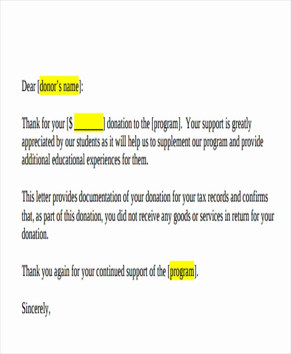 5 Donation Acknowledgement Letter Templates Free Word