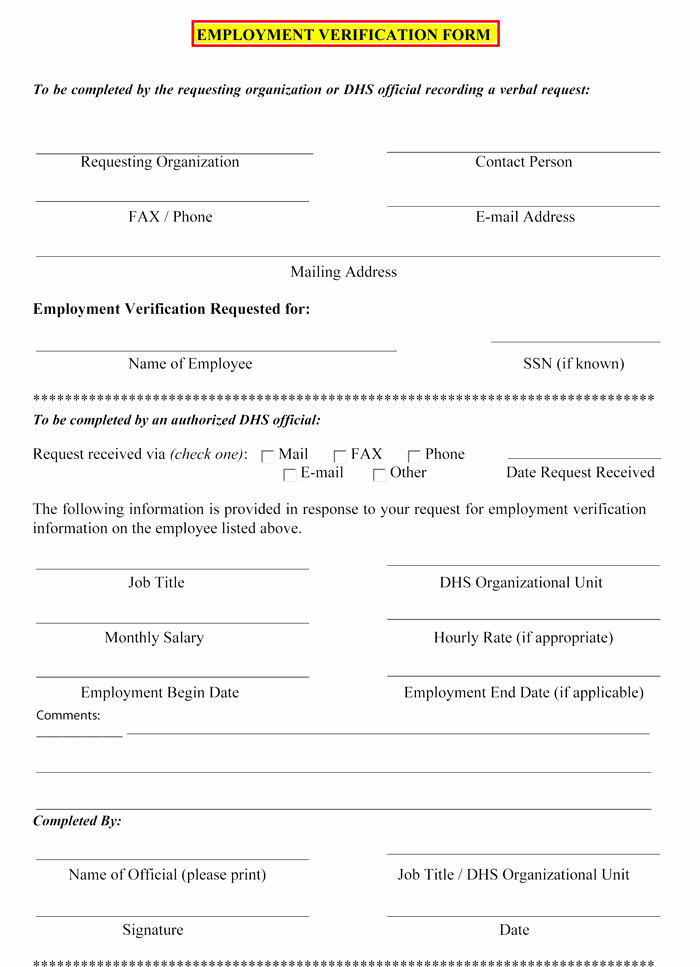 employment verification form