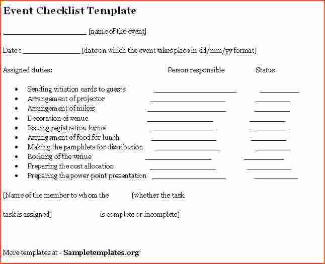 5 event Planning Checklist Template Bookletemplate