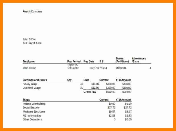 5 Excel Pay Stub Template Free