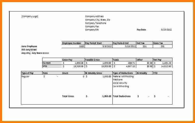 5 Free Fillable Pay Stub Template