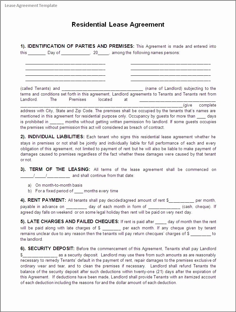 5 Free Lease Agreement Templates Excel Pdf formats