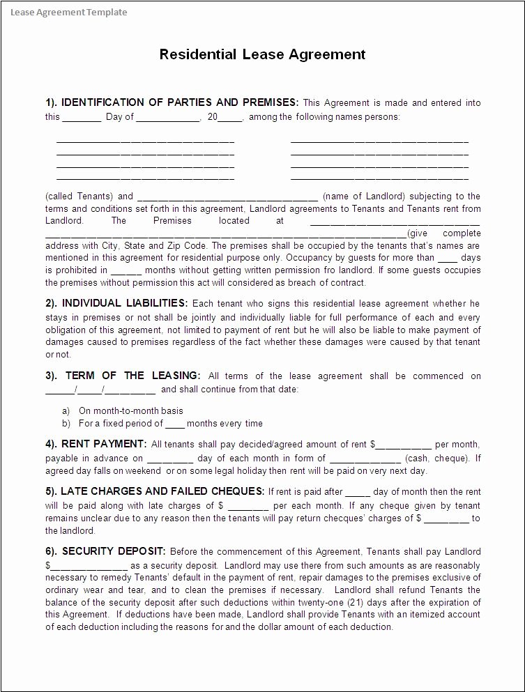 lease agreement template