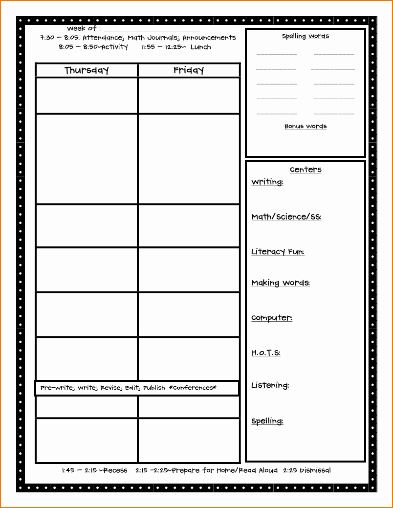 5 Free Lesson Plan Template