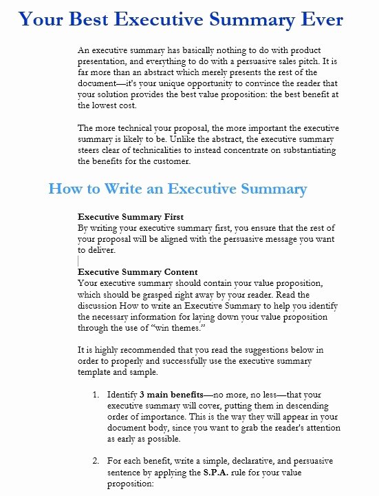 executive summary template for customer support services