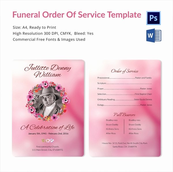 5 Funeral order Of Services Word Psd format Download