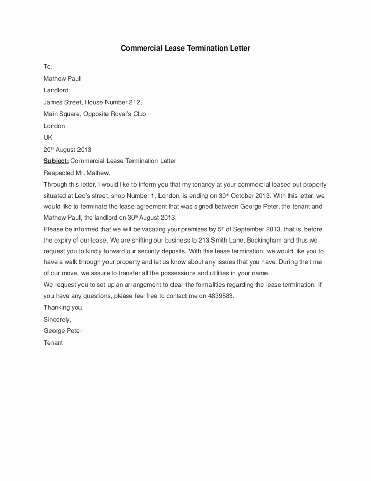 5 Mercial Lease Termination Letter Templates Word